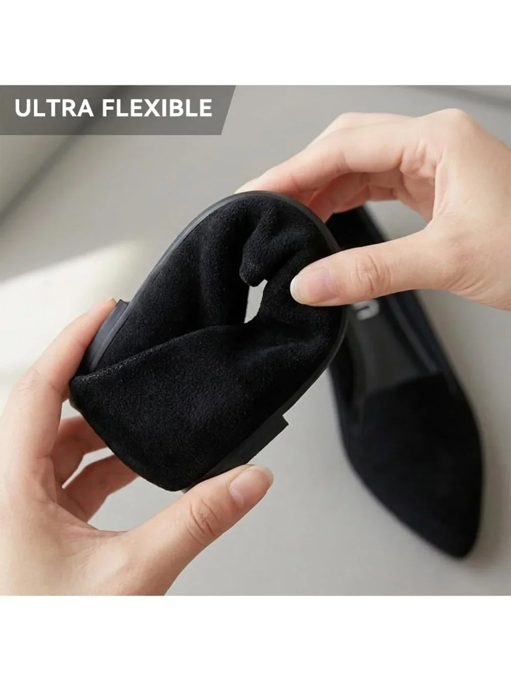 Women Black Suede Comfortable Pointed Toe Memory Foam Casual Slip On Flat Shoes